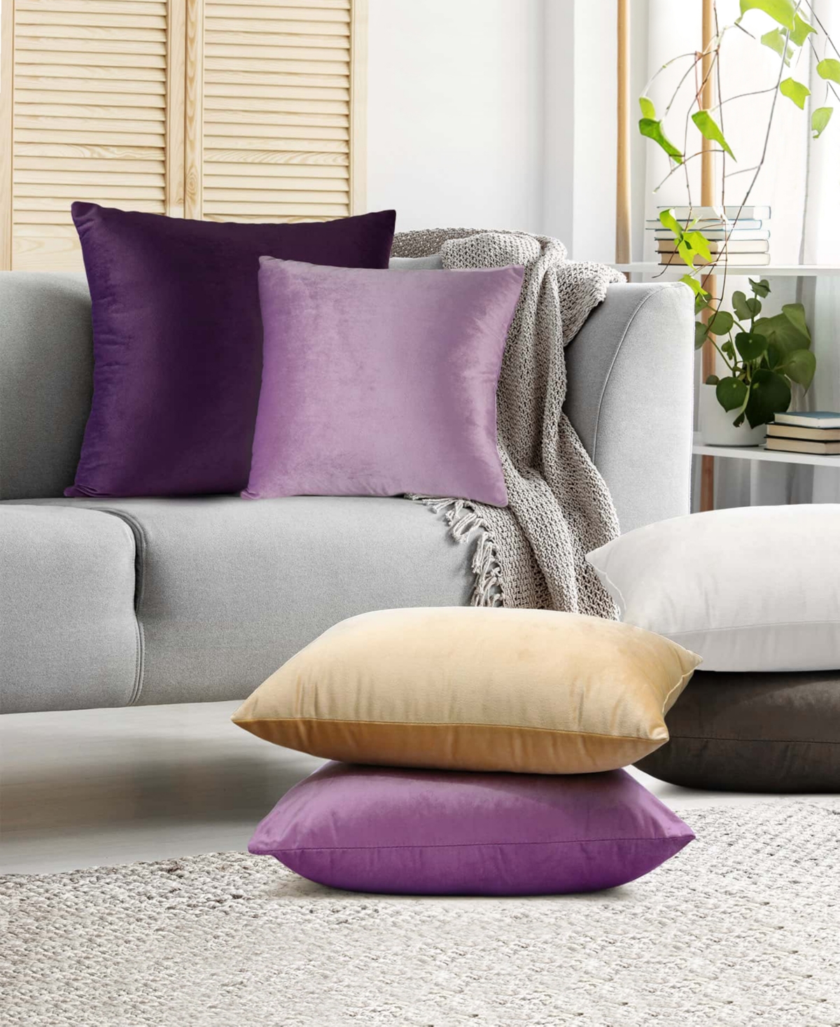 Nestl Elegant 2-pack Velvet Decorative Throw Pillows With Removeable Covers, 20" X 20" In Camel Gold