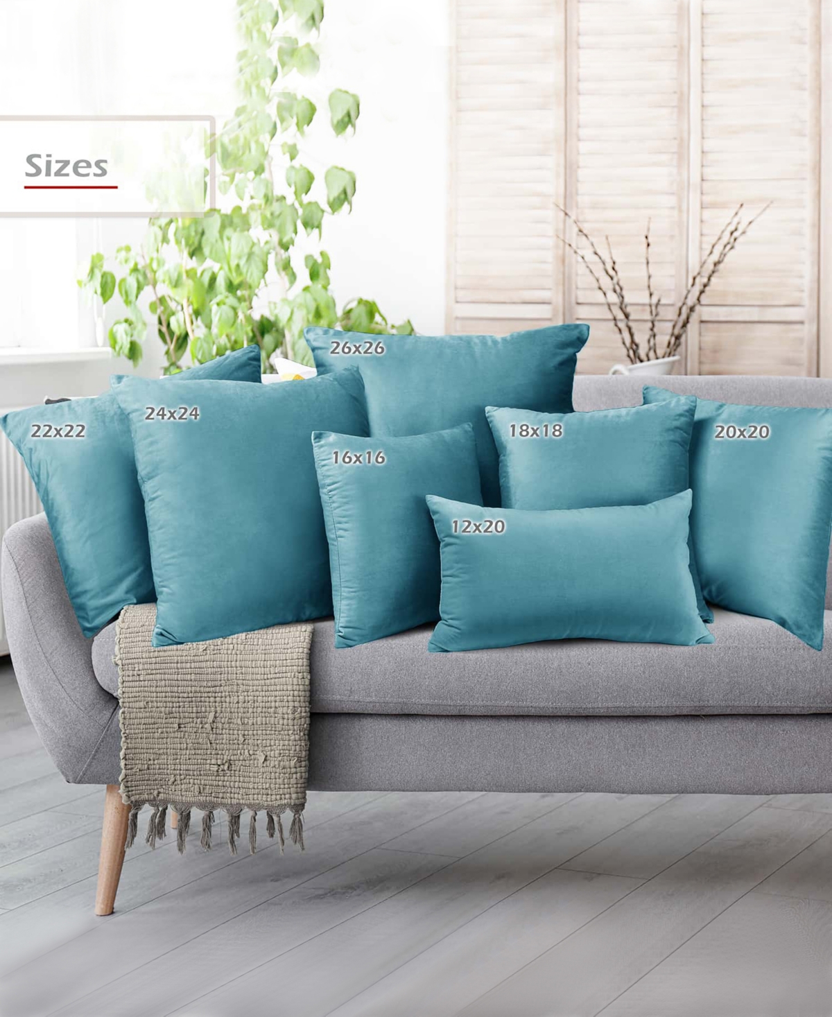 Nestl Elegant 2-pack Velvet Decorative Throw Pillows With Removeable Covers, 24" X 24" In Beach Blue