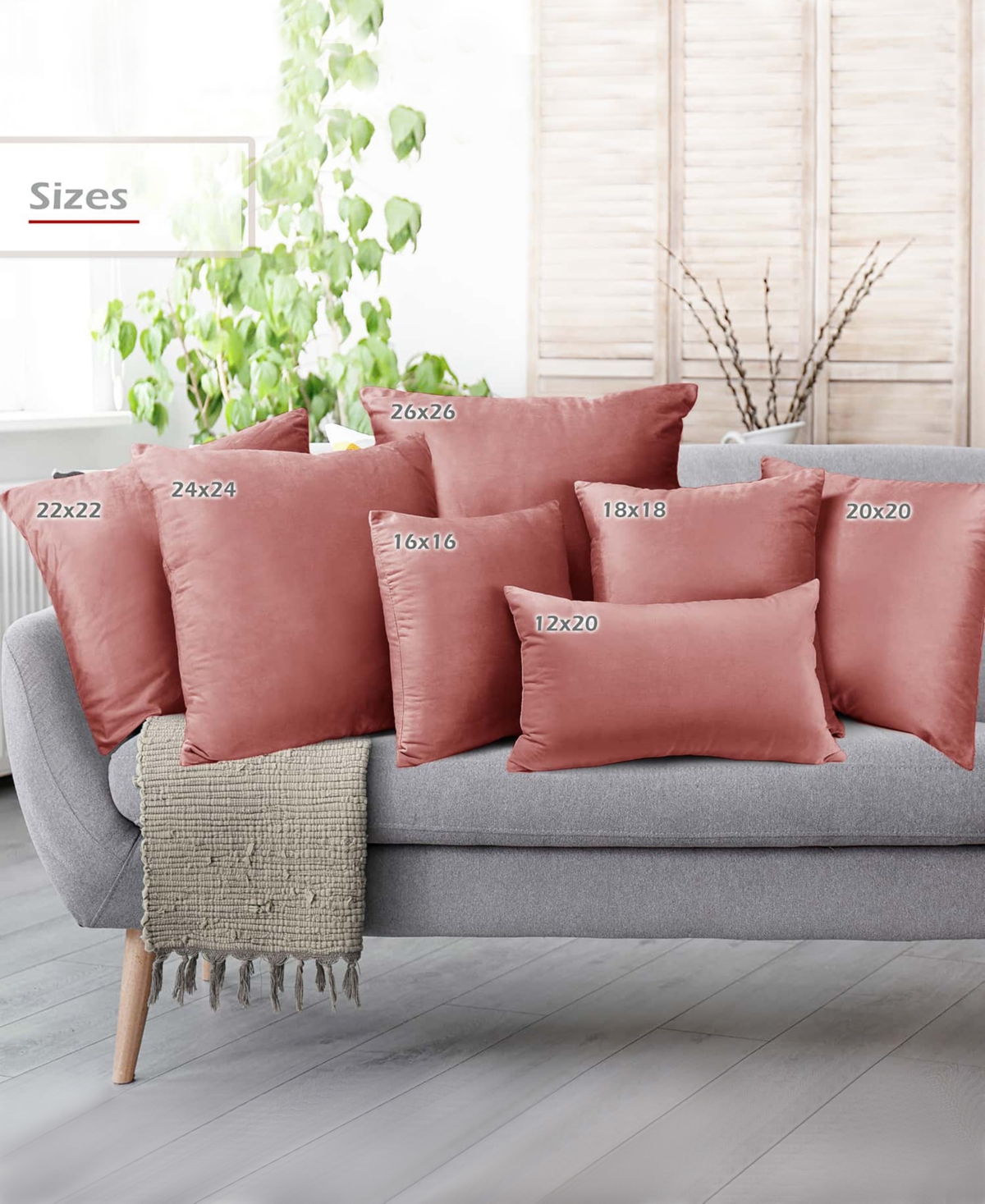 Nestl Elegant 2-pack Velvet Decorative Throw Pillows With Removeable Covers, 26" X 26" In Misty Rose