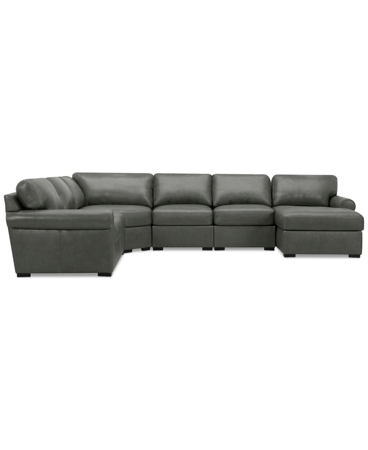 Macy's Radley Roll Arm 145" 6-pc. Leather Wedge Corner Chaise Sectional, Exclusively At