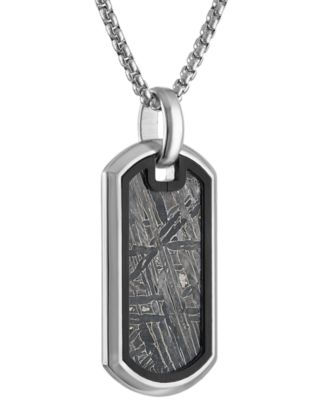 Bulova - Men's Icon Meteorite Sterling Silver Dog Tag 26" Pendant Necklace