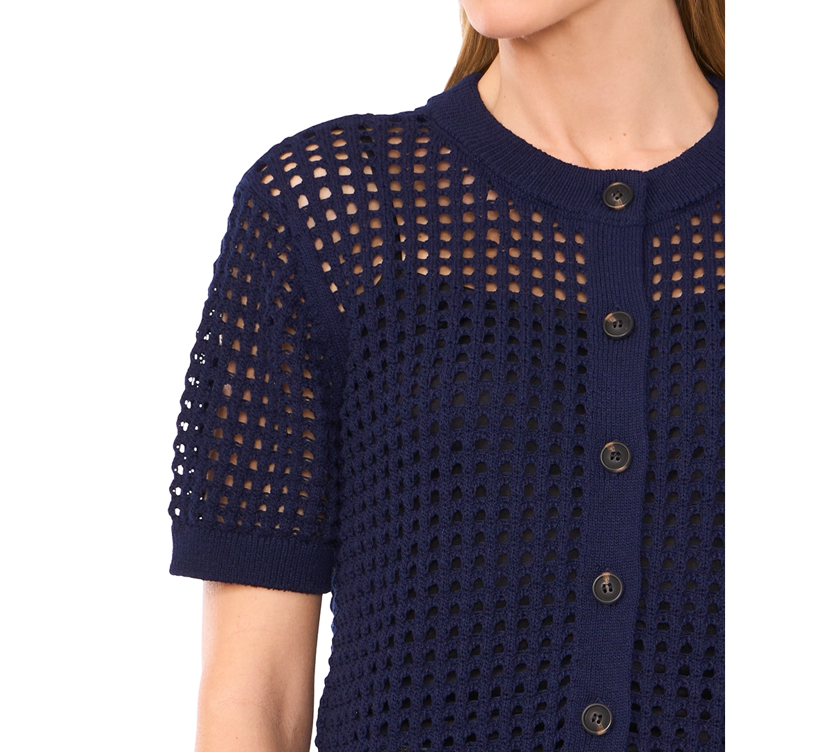 Shop Cece Women's Texture Mesh Short-sleeve Cardigan