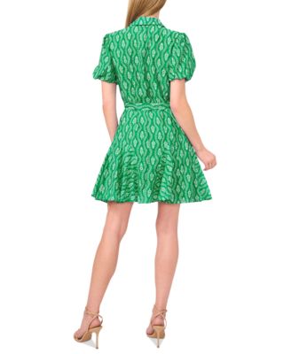 Women's Flowy Tie Waist Shirt Dress