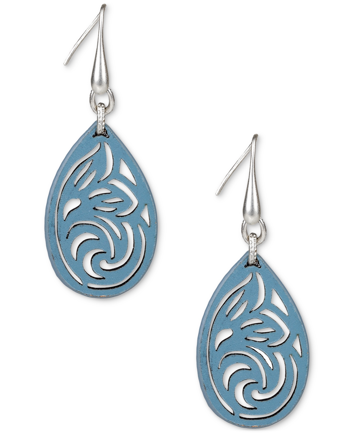 Silver-Tone Leather Lace Drop Earrings - Silver Ox