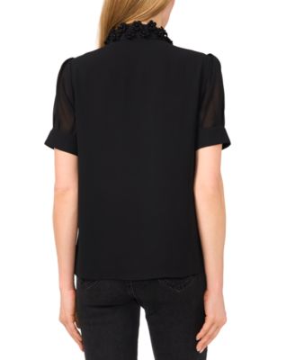 CeCe Women's Embellished Puff-Sleeve Shirt 