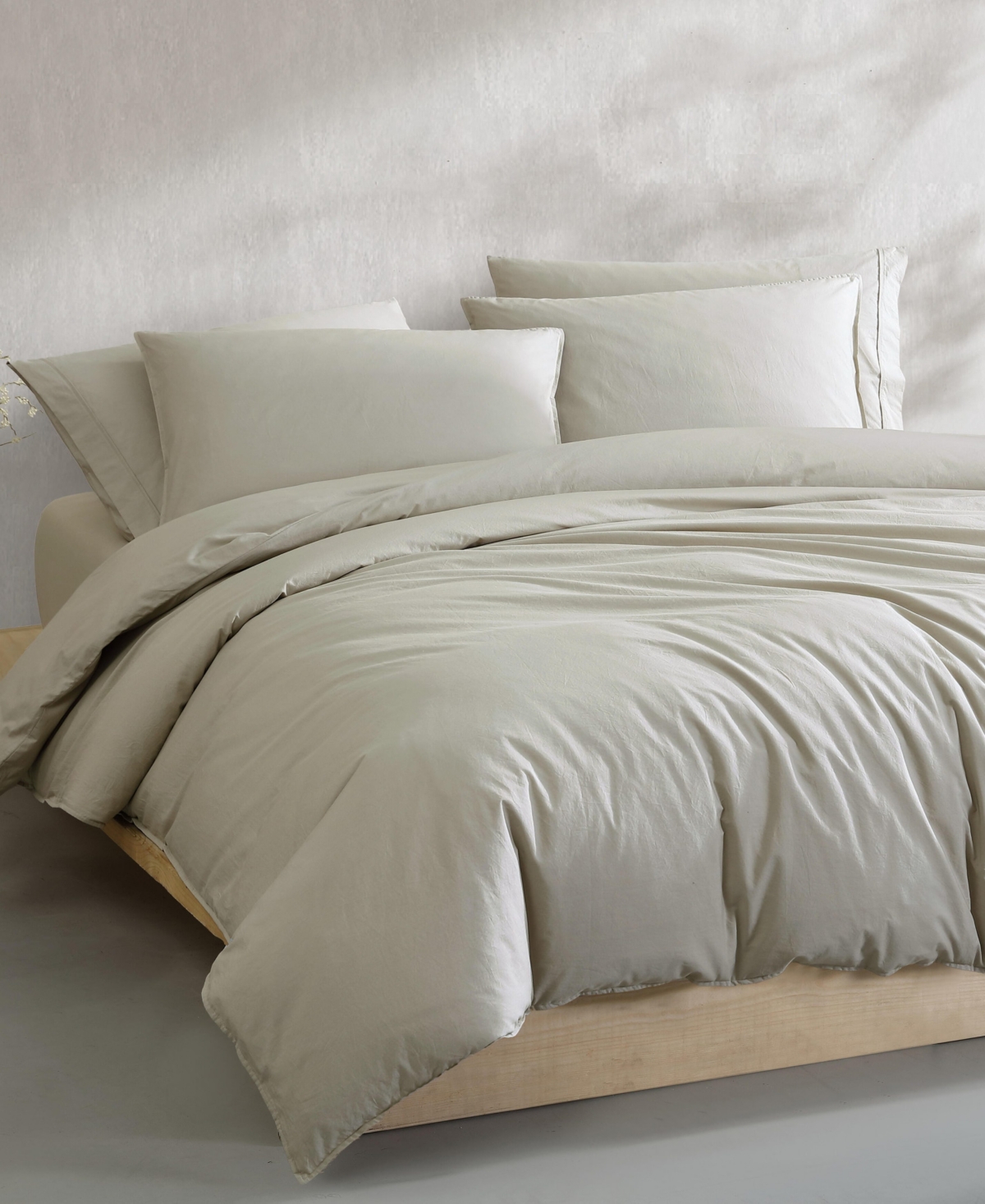 Calvin Klein Washed Texture Cotton Jacquard Duvet Cover Set In Absinthe Green