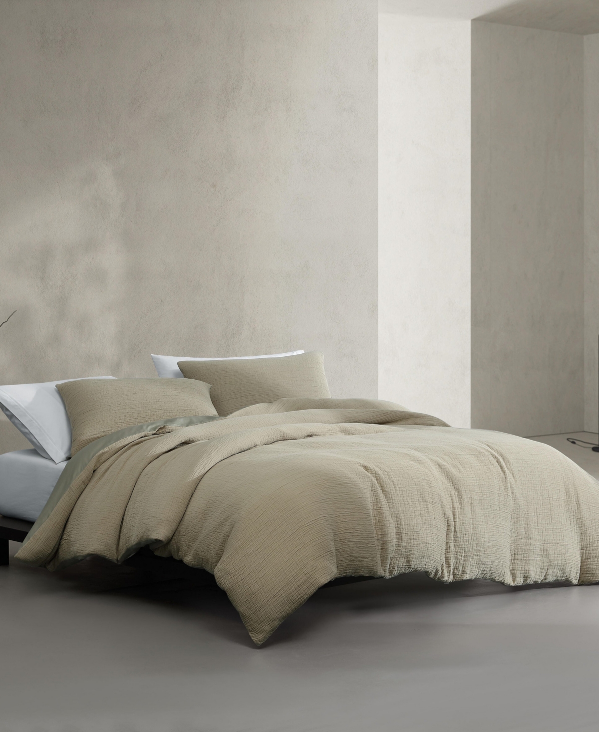 Calvin Klein Washed Percale Cotton Solid 3 Piece Duvet Cover Set