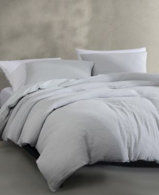 CLOSEOUT! Washed Texture Solid Cotton Jacquard 3 Piece Comforter Set, Queen