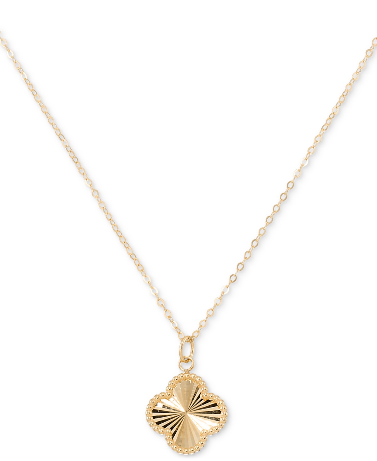 Бельё Macy's Sunbeam & Polished Reversible Bead Frame Clover 18" Pendant Necklace in 10k Gold — фото 2