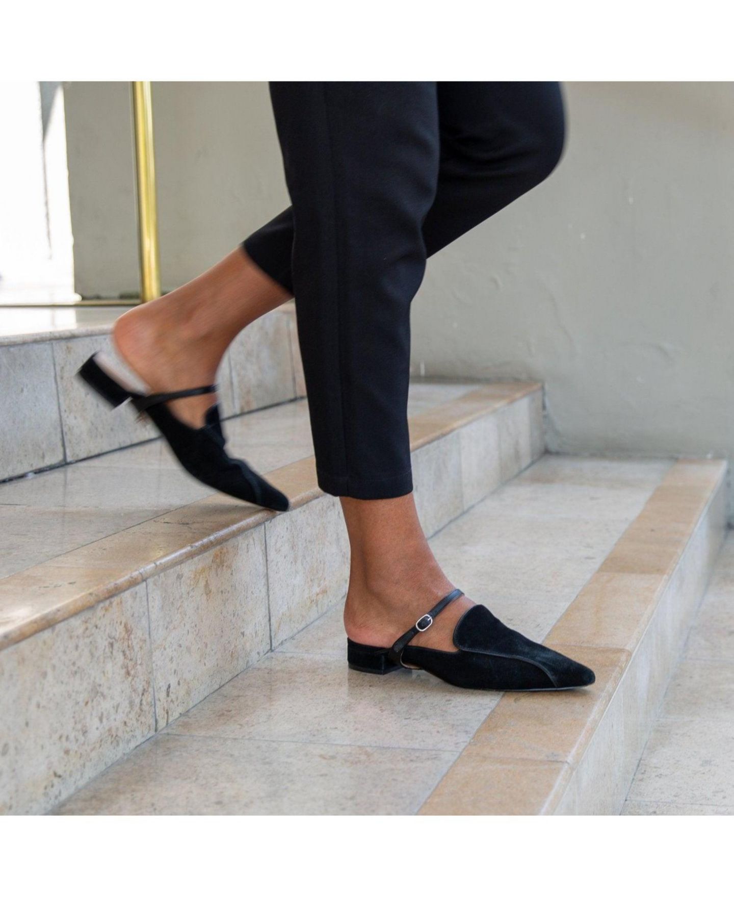 Женские сандалии Alterre Black Suede Twiggy Customizable Pointed Loafer, цвет: Чёрный замшевый — фото 2