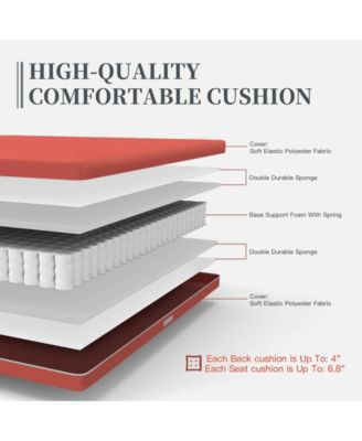 4 Pieces Aluminum Outdoor Patio Furniture Set, Modern Outdoor Sectional with Coffee Table, Outdoor Patio Sectional Sofa Set, Red