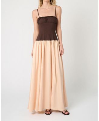 ruffle corset maxi dress in chestnut & blush WeWoreWhat Ruffle Corset Maxi Dress in Chestnut & Blush