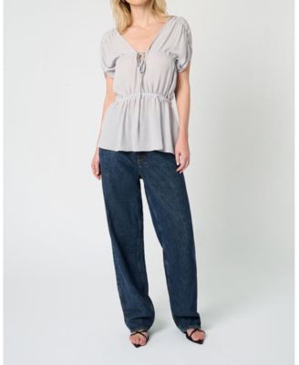 Women's Gathered Cap Short Sleeve Top