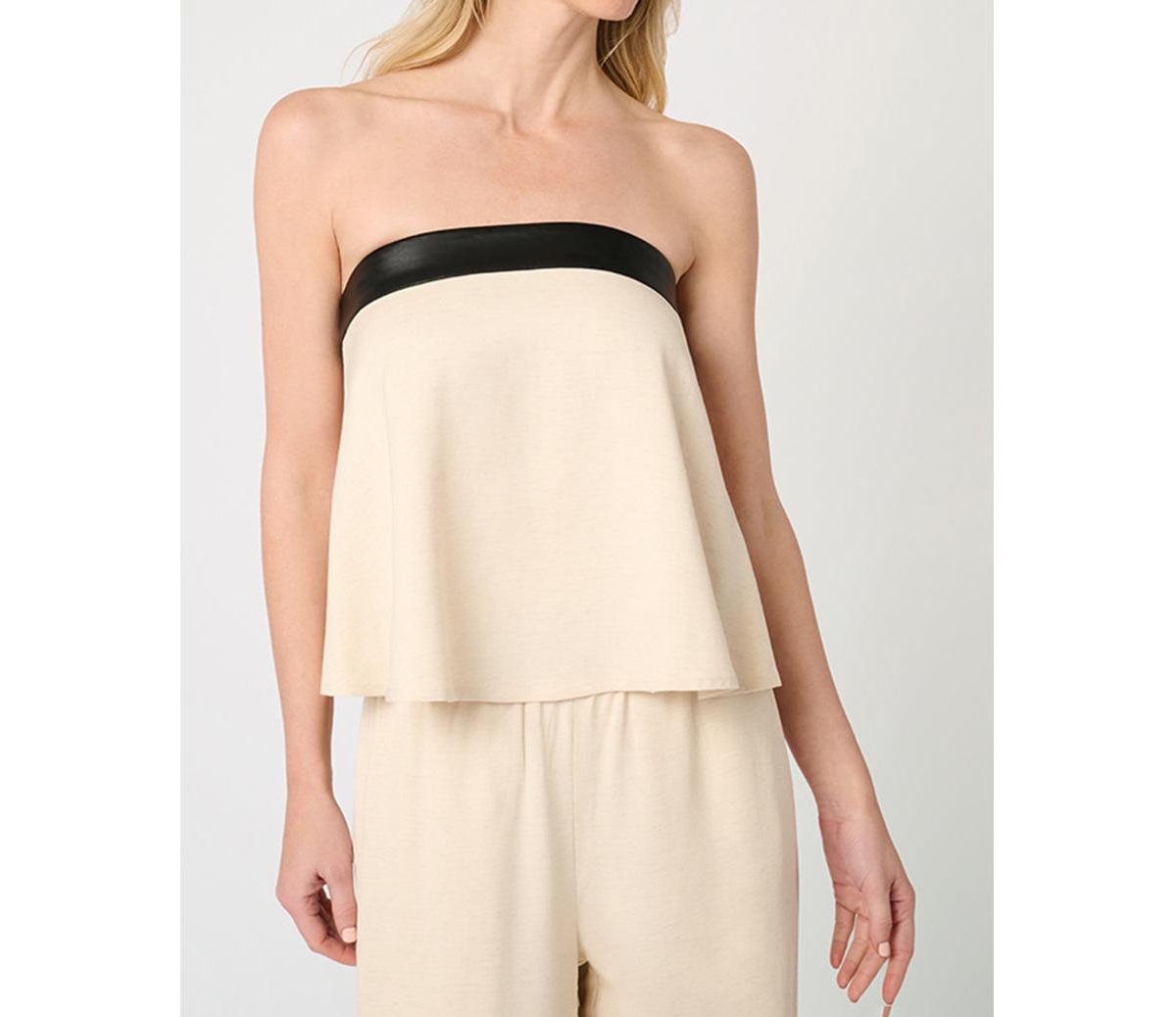 Women's Strapless Top - Black/taupe