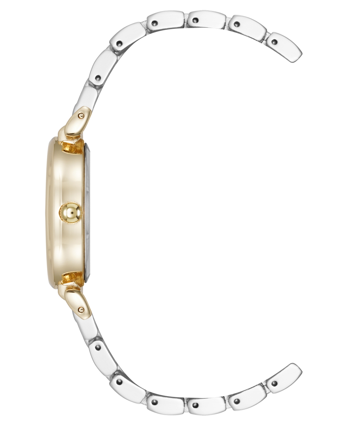 Shop Anne Klein Women's Quartz Oval Roman Numeral Two-tone Metal Alloy And Black Dial Watch, 25mm In Black,silver-tone,gold-tone