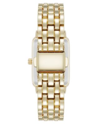 Women's Quartz Rectangular Estate Gold-Tone Metal Alloy and Pink Dial Watch, 25mm