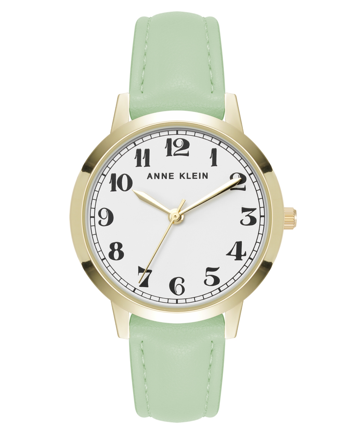Shop Anne Klein Women's Quartz Casual Mint Polyurethane Leather And Gold-tone Metal Alloy Boyfriend Watch, 34mm In Mint,gold-tone