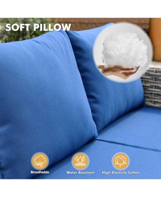 13 Piece Outdoor Patio Furniture Sets with Fire Pit Table,All Weather Wicker Sectional Sofa with Extra Deep Patio Swivel Chairs and Solar Powered Coffee Table for Porch,Garden,Backyard