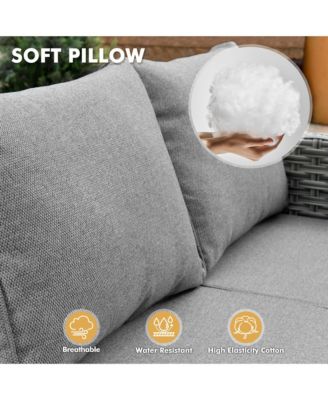 13 Piece Outdoor Patio Furniture Sets with Fire Pit Table,All Weather Wicker Sectional Sofa with Extra Deep Patio Swivel Chairs and Solar Powered Coffee Table for Porch,Garden,Backyard