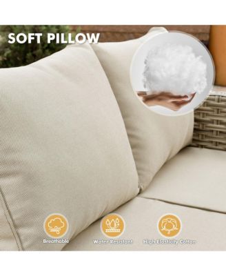 13 Piece Outdoor Patio Furniture Sets with Fire Pit Table,All Weather Wicker Sectional Sofa with Extra Deep Patio Swivel Chairs and Solar Powered Coffee Table for Porch,Garden,Backyard