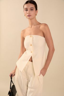 Women's Strapless Buttoned Long Top