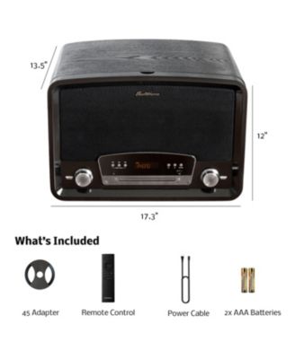 Kingston 7-in-1 Stereo System with Turntable, Bluetooth, CD, Radio, USB Playback & MP3 Recording – Vinyl Record Player (RR75)
