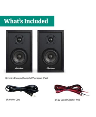 Berkeley 2.0 Stereo Powered Bookshelf Speakers with Built-in Amplifier, 3" Drivers, Bluetooth 5, RCA/Aux