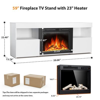 Mantel Wooden Surround Free Standing TV Stand Electric Fireplace