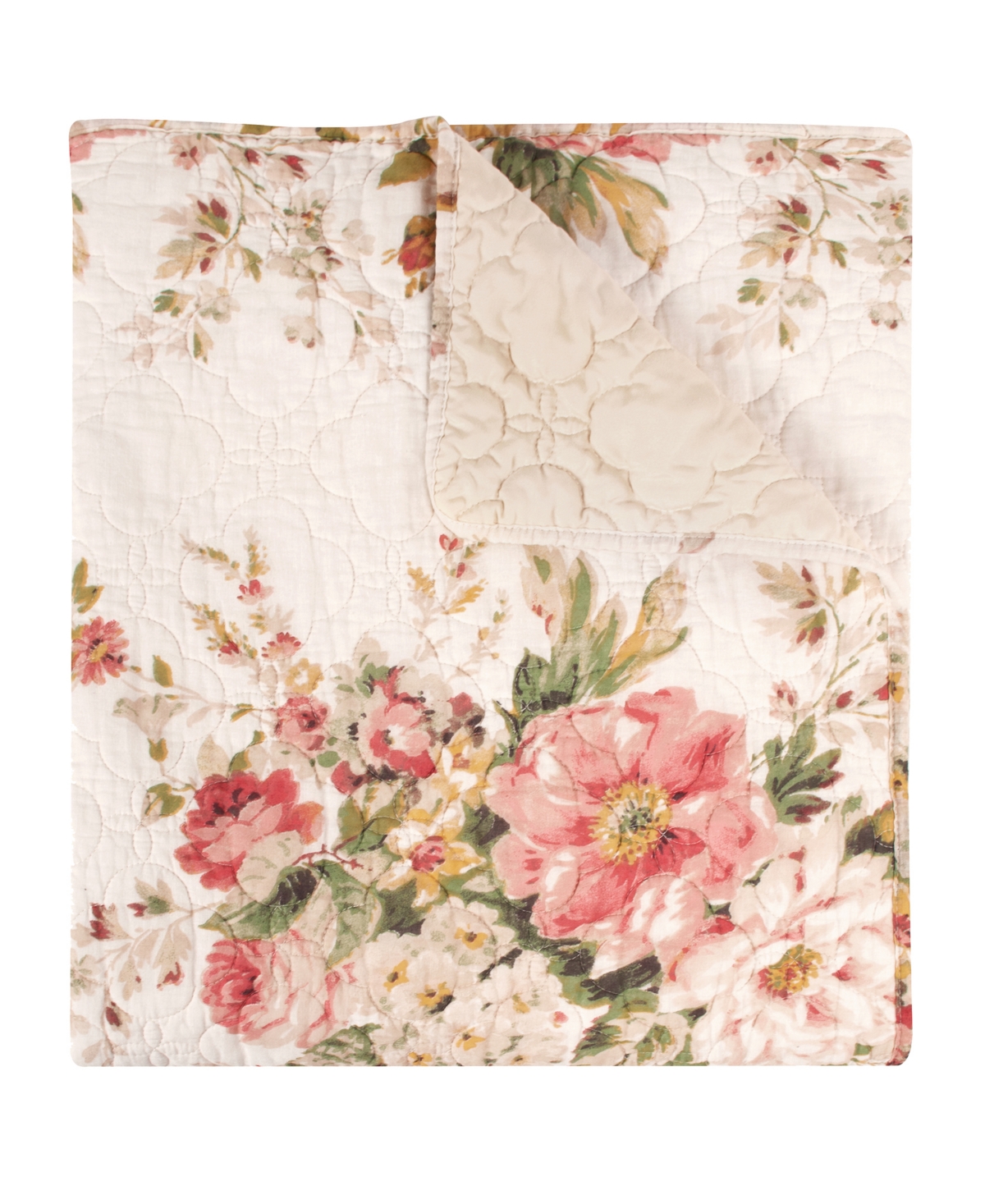 Greenland Home Fashions Cotton Reversible Quilted Throw, 50" X 60" In Buttercup Floral