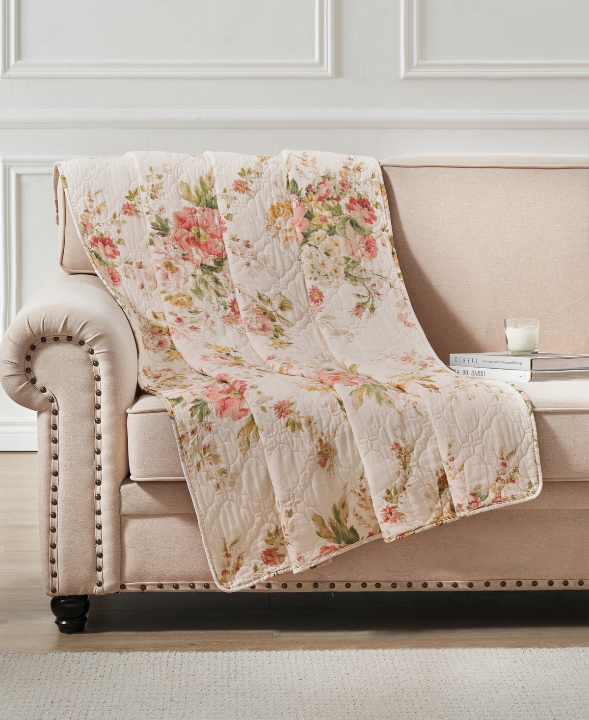 Greenland Home Fashions Cotton Reversible Quilted Throw, 50" X 60" In Buttercup Floral