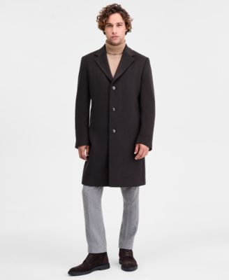 Men's Classic-Fit Wool Blend Herringbone Overcoat