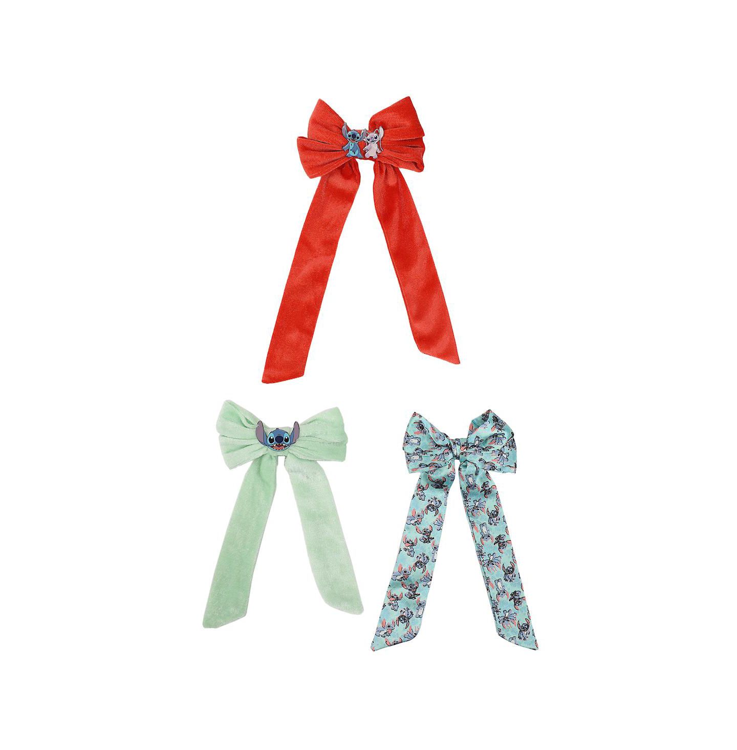 Детские аксессуары для волос Hello Kitty Disney Stitch and Angel 3-Piece Bow Clips Set, цвет: Dsc 3-Piece Angel — фото 1