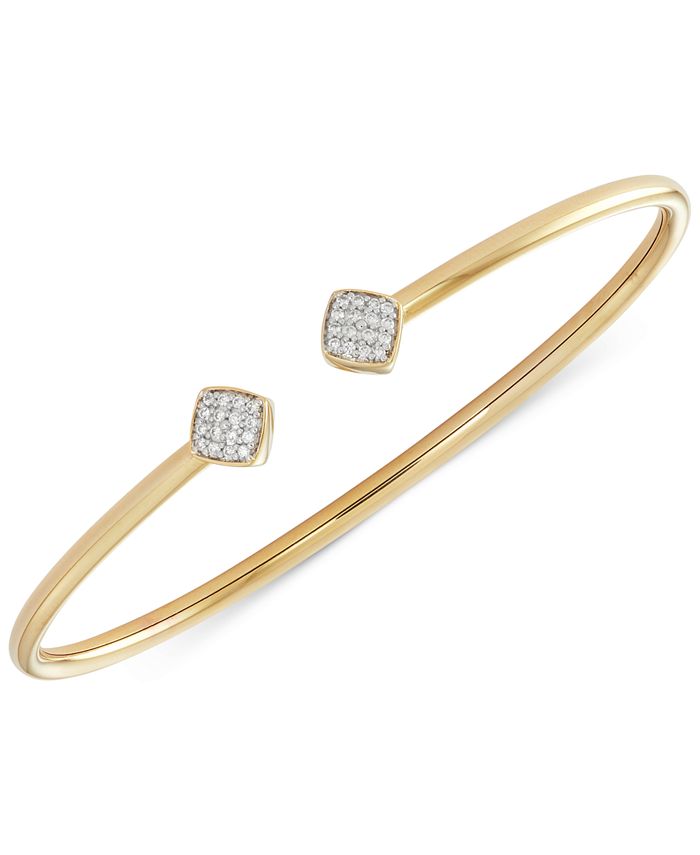 Wrapped Diamond Square Flexy Bangle Bracelet (1/6 ct. t.w.) in 14k Gold ...