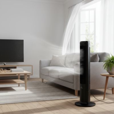 115° Oscillating Modern Tower Fan for Bedroom, 43'' Standing Fan with Remote, 7.5H Timer, 28dB Ultra Quiet Cooling Floor Fan for Home, Office or Bedroom, 3 Speeds & 3 Modes Black Fan