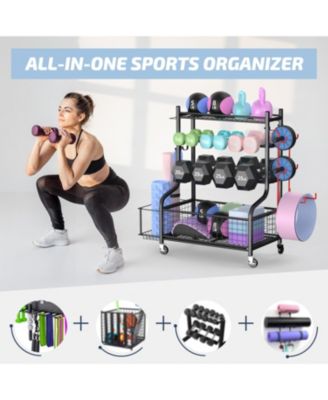 LTMATE Global Inc. Dumbbell Rack, Weight Rack for Dumbbells, Home Gym Storage for Dumbbells Kettlebells Yoga Mat and Balls