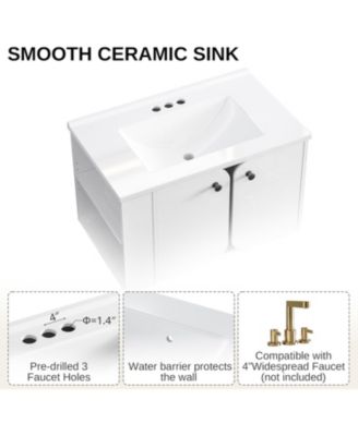 30" Bathroom Vanity with Sink, Floating Bathroom Sink Cabinet