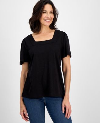 Petite Square-Neck Top, Exclusively at Macy's