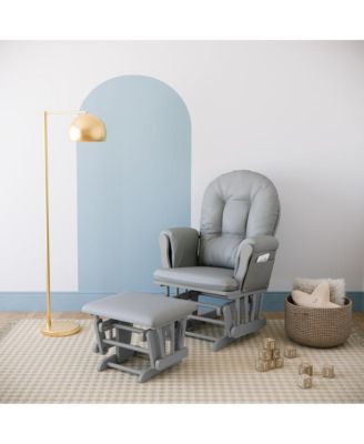 Hoop Glider and Ottoman - Pebble Gray with Light Gray