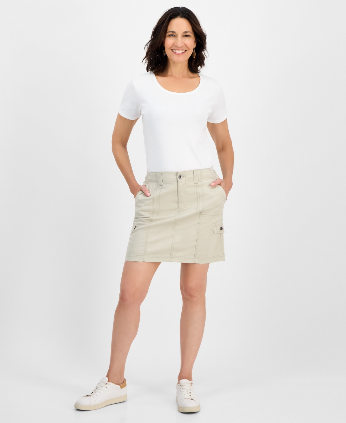 Women's Zig-Zag Cargo Pocket Skirt, Exclusively at Macy's - Medium Chambray