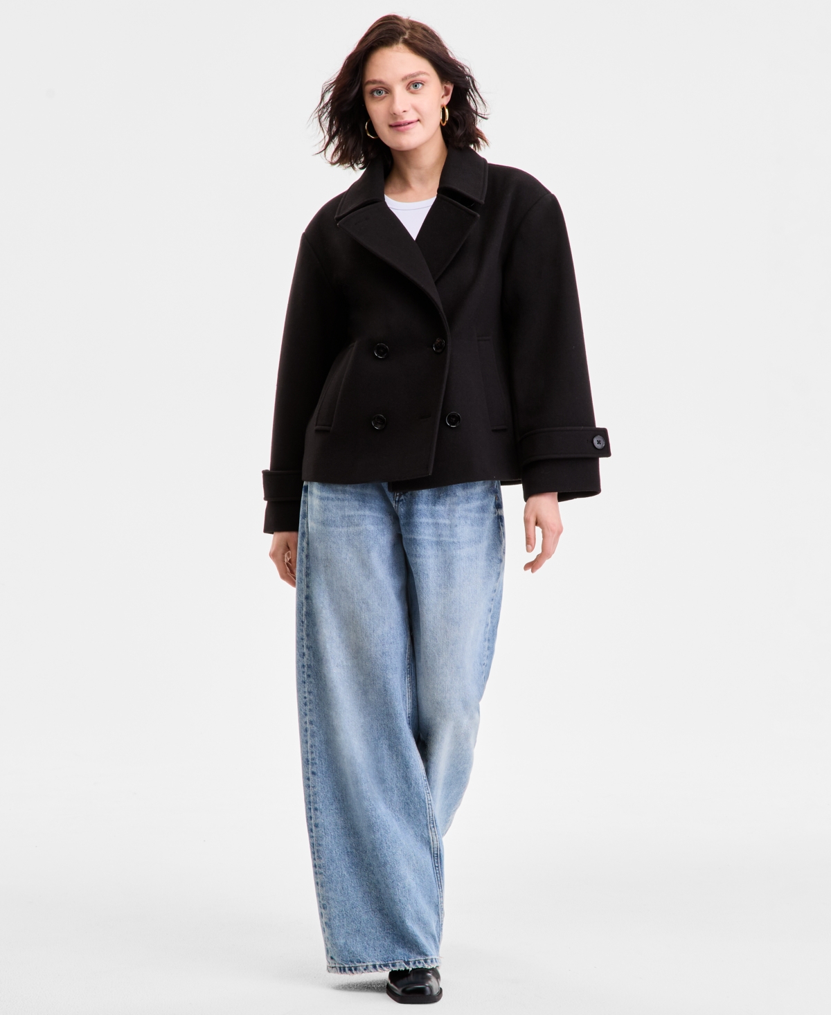 Michael Kors Michael  Women's Double-breasted Coat, Exclusively At Macy's In Black
