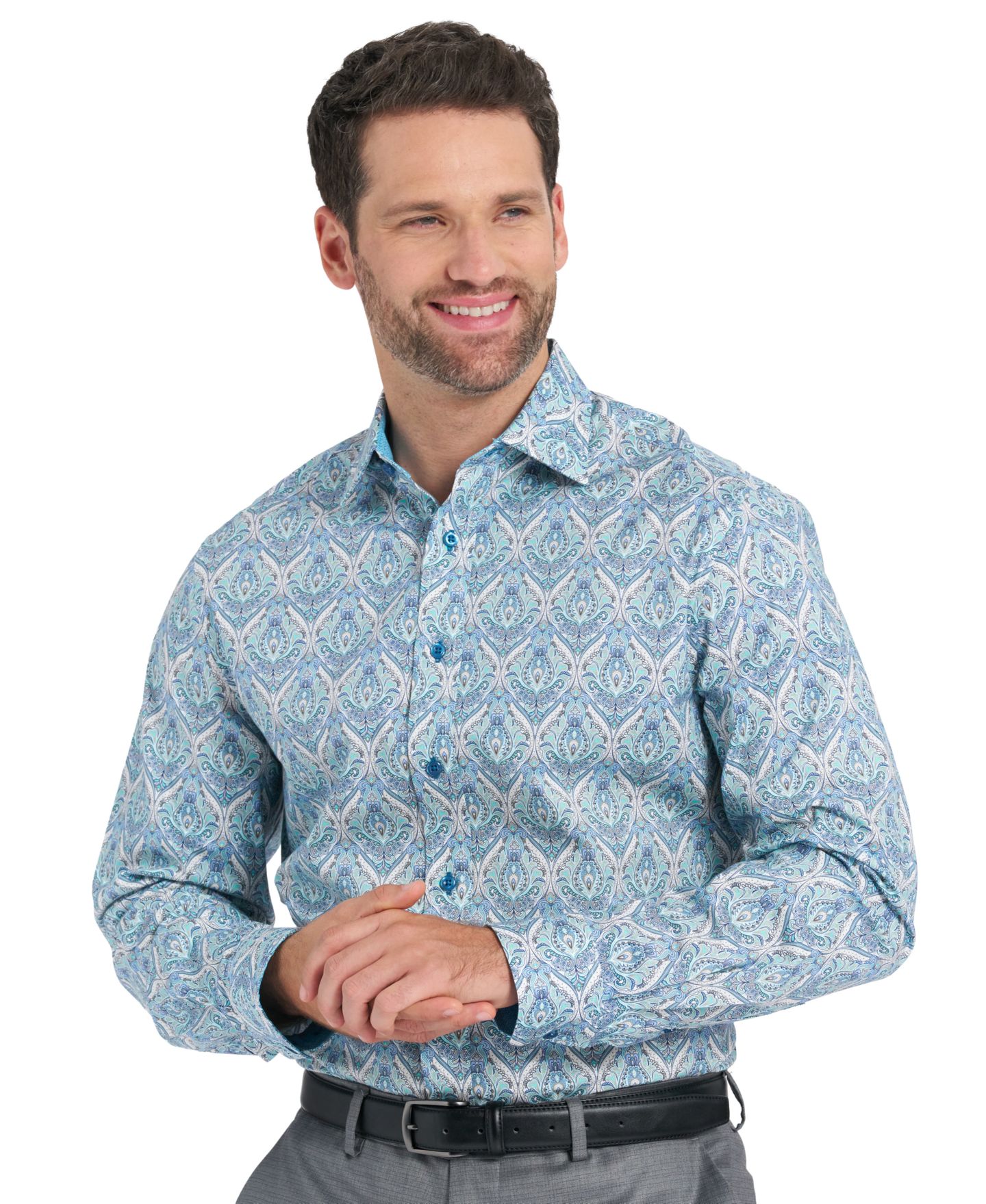 Мужская рубашка Nick Graham Royal Paisley Dress Shirt, цвет: Синий — фото 2