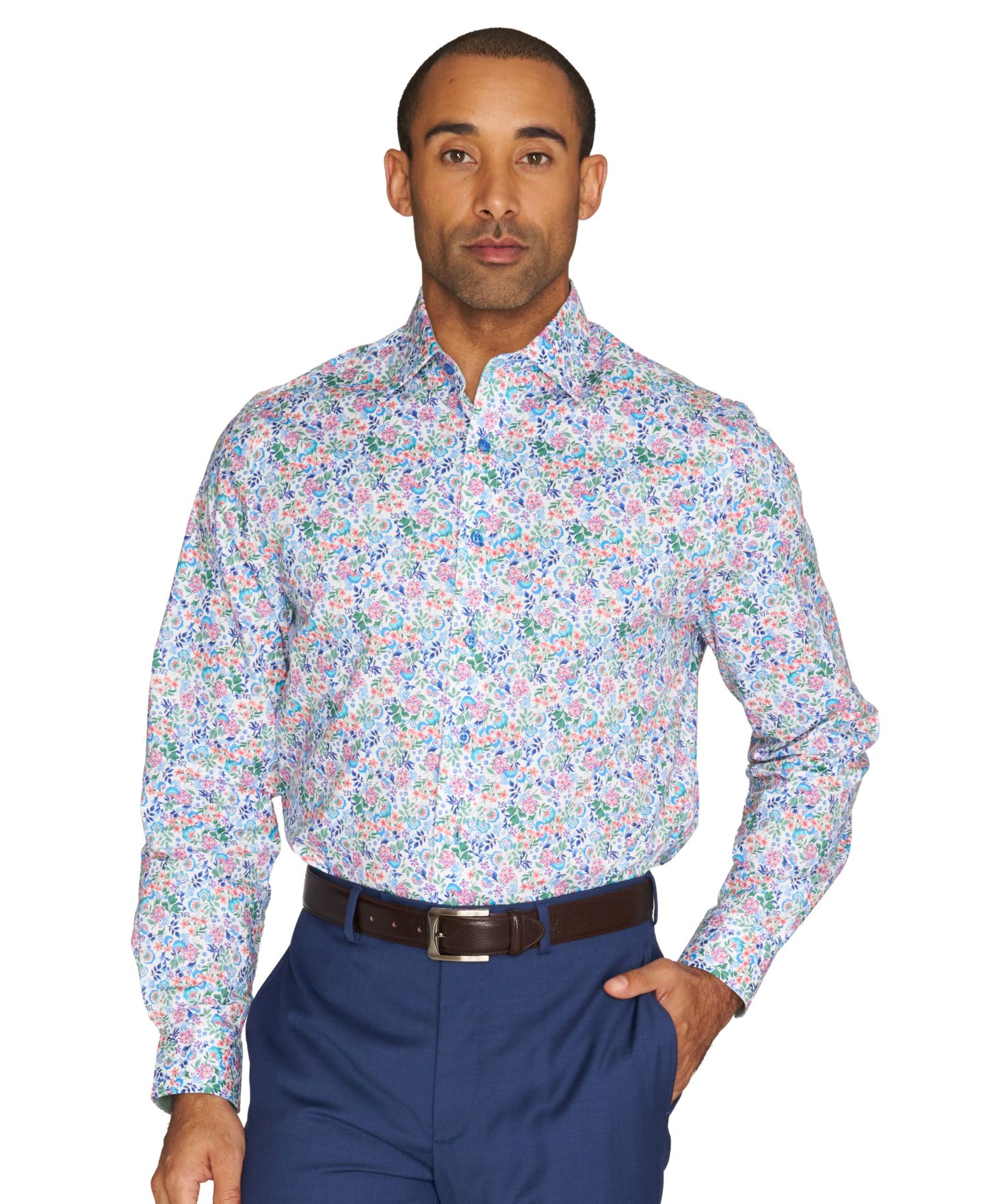 Мужская рубашка Nick Graham Botanical Floral Dress Shirt, цвет: Оранжевый — фото 2