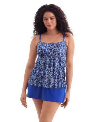 Women's Vineyard Vacay Faux Ruffle Skirtini Long Torso Swimsuit