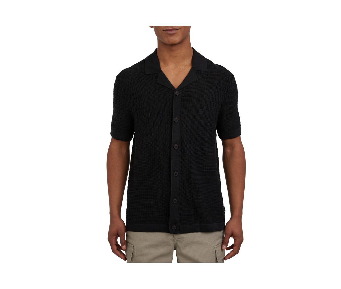 Мужской свитер DKNY Grid Sweater Camp Shirt, цвет: Чёрный — фото 1
