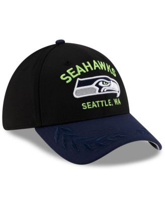 Men's Black/College Navy Seattle Seahawks 2025 NFL Draft 39THIRTY Flex Hat