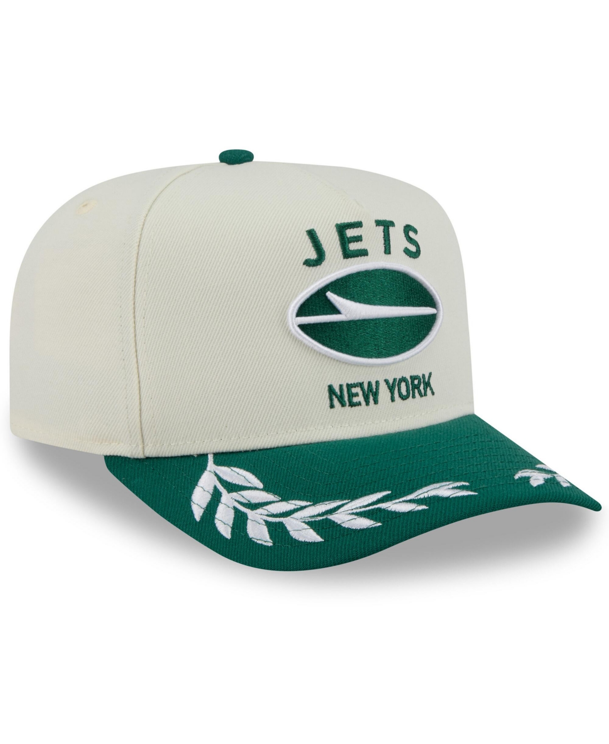 NEW ERA MEN'S CREAM/GREEN NEW YORK JETS 2025 NFL DRAFT A-FRAME 9FIFTY SNAPBACK HAT 