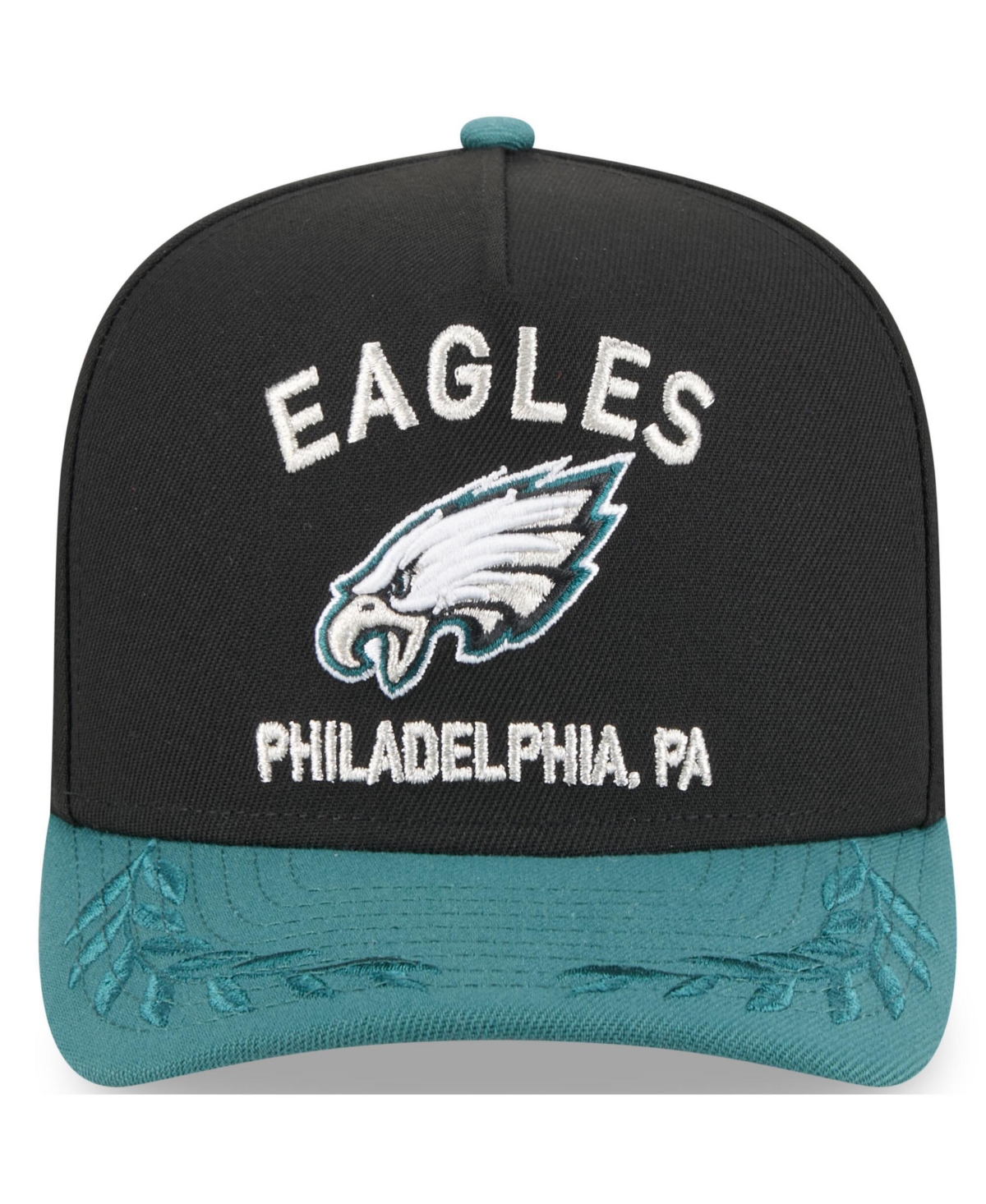 New Era Men's Black/green Philadelphia Eagles 2025 Nfl Draft A-frame 9fifty Snapback Hat In Black,green