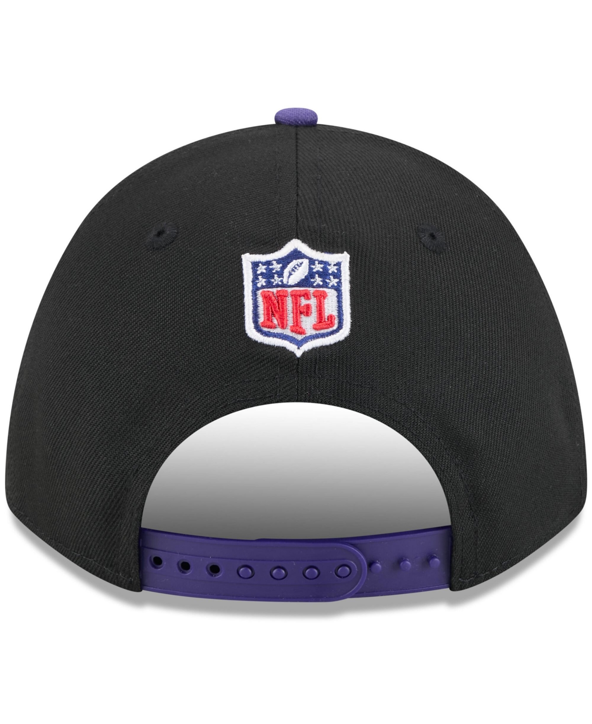 NEW ERA MEN'S BLACK/PURPLE BALTIMORE RAVENS 2025 NFL DRAFT 9FORTY A-FRAME M-CROWN ADJUSTABLE HAT 