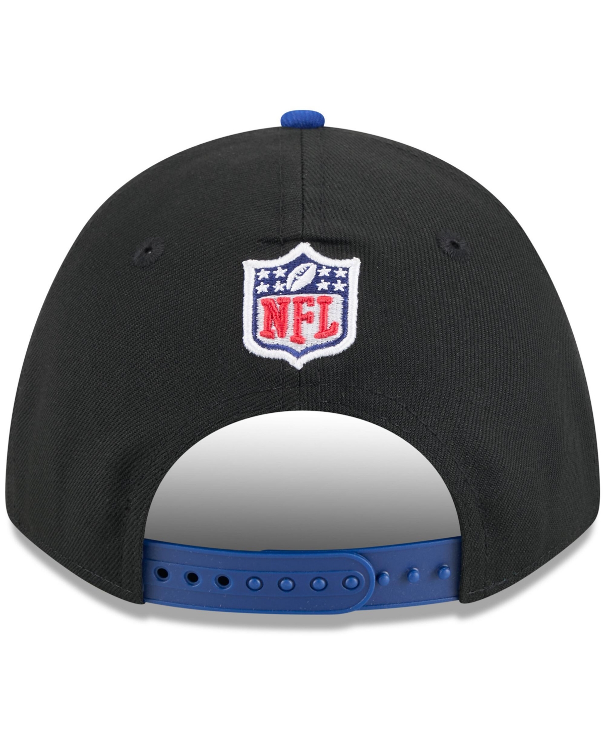 NEW ERA MEN'S BLACK/ROYAL NEW YORK GIANTS 2025 NFL DRAFT 9FORTY A-FRAME M-CROWN ADJUSTABLE HAT 