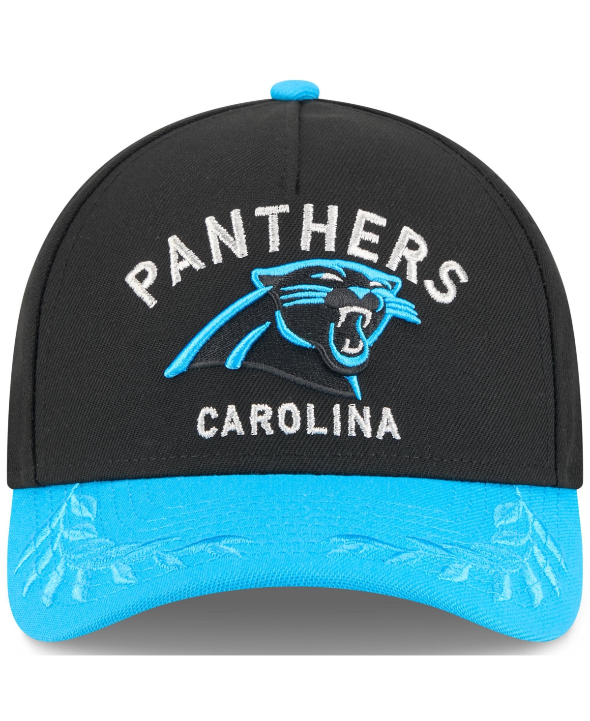 Shop New Era Men's Black/blue Carolina Panthers 2025 Nfl Draft 9forty A-frame M-crown Adjustable Hat In Black,blue